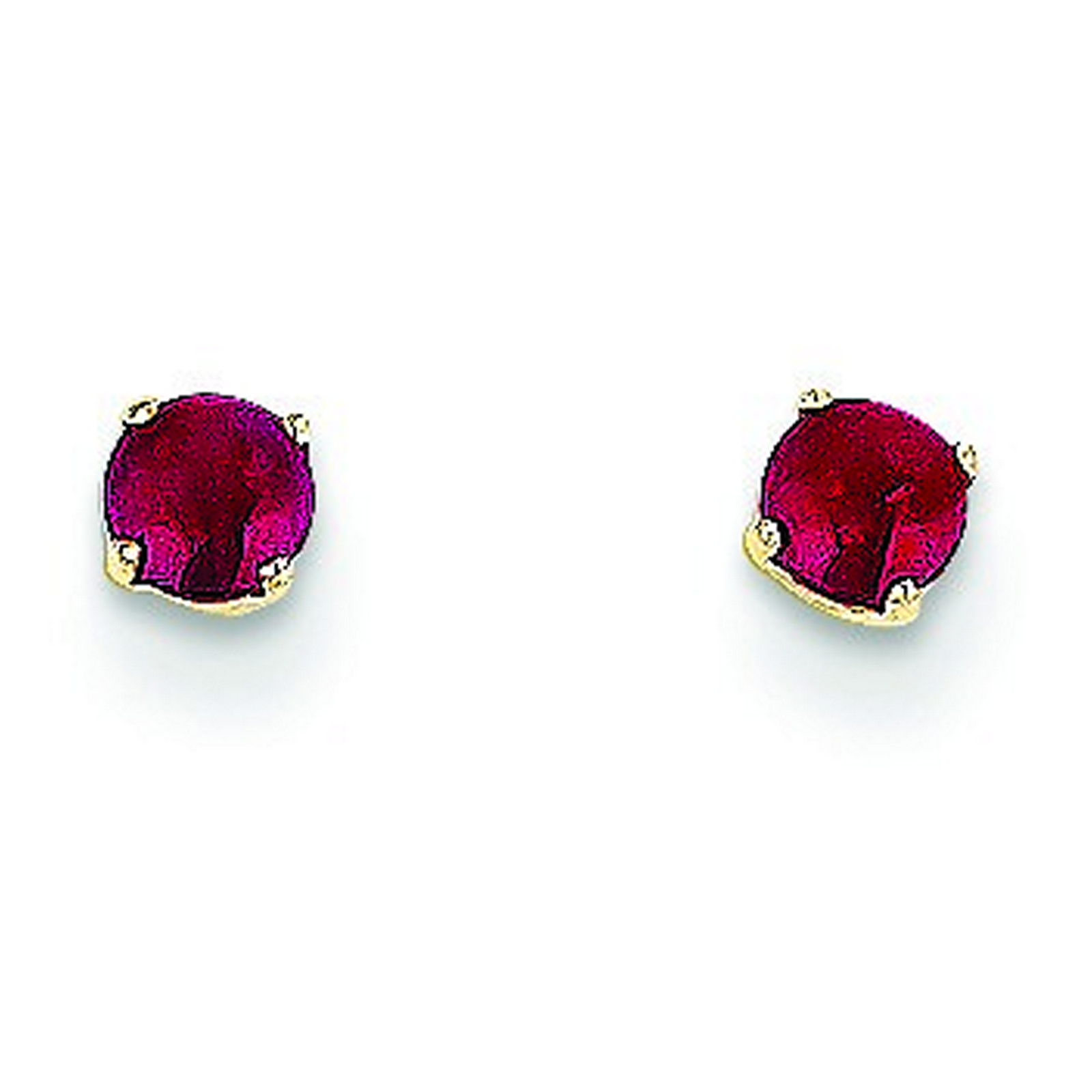 14k Yellow Gold 3mm Round July Birthstone Ruby Post Earrings