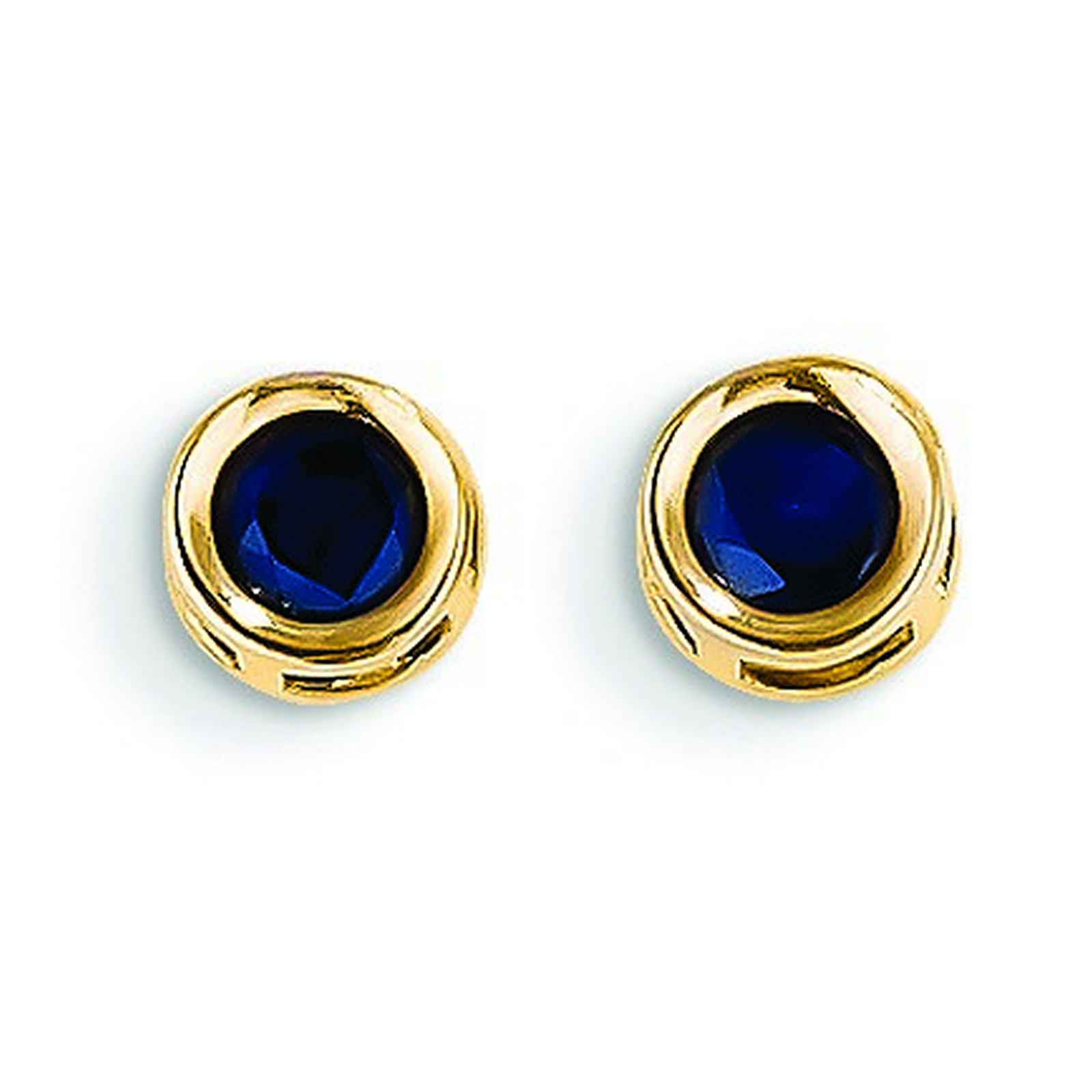 14k Yellow Gold Bezel-set 5mm Sapphire Stud Earrings - September Birthstone