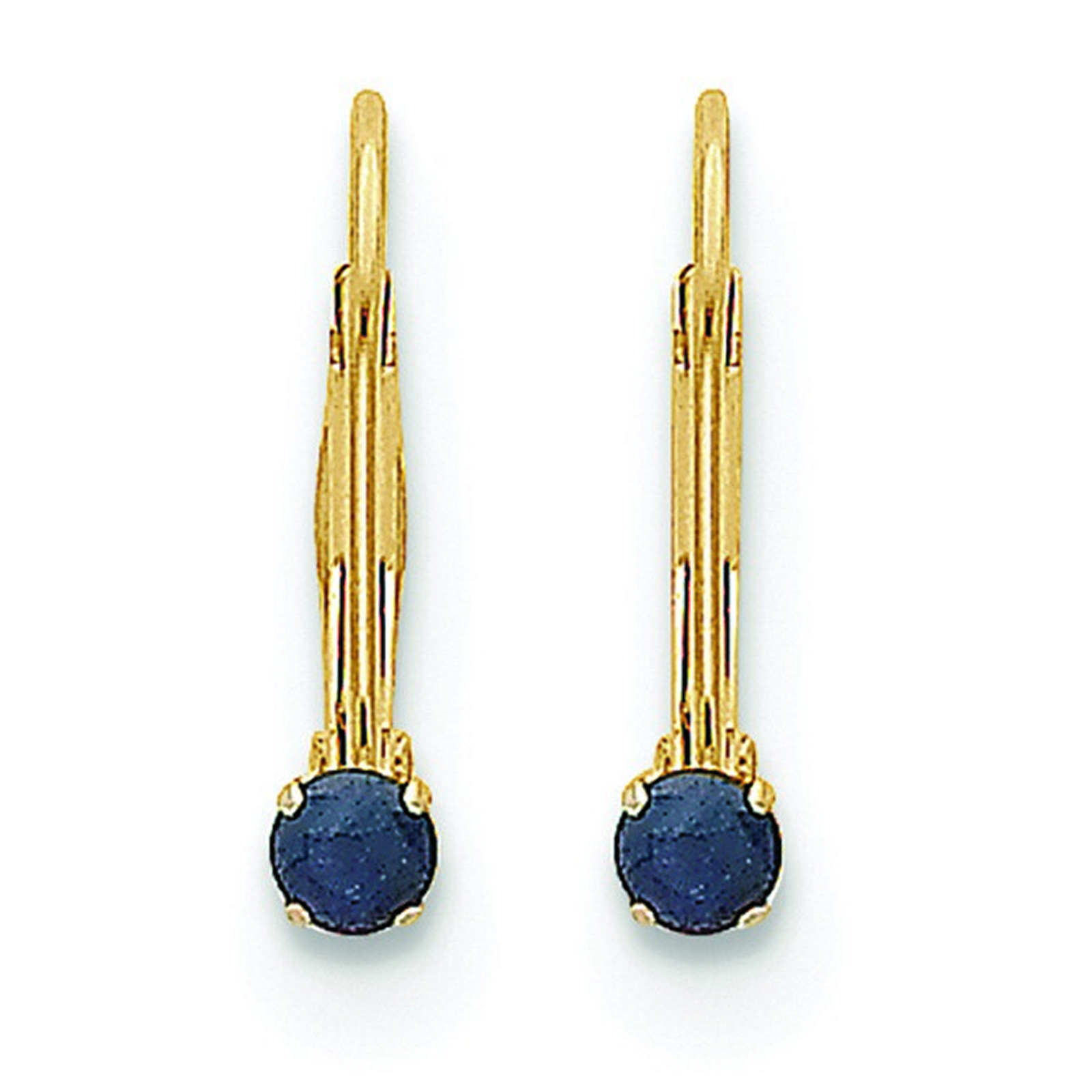 14k Yellow Gold 3mm Genuine Sapphire (sep) Leverback Earrings