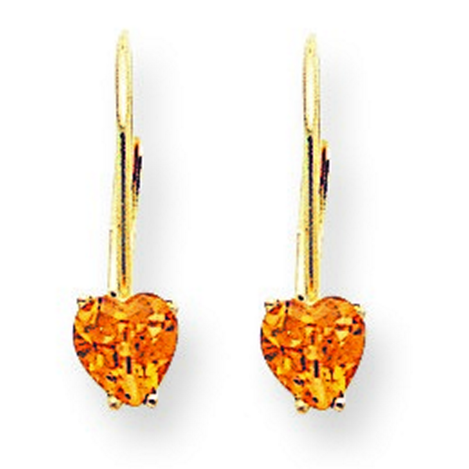 14k Yellow Gold 5mm Heart Citrine Earrings