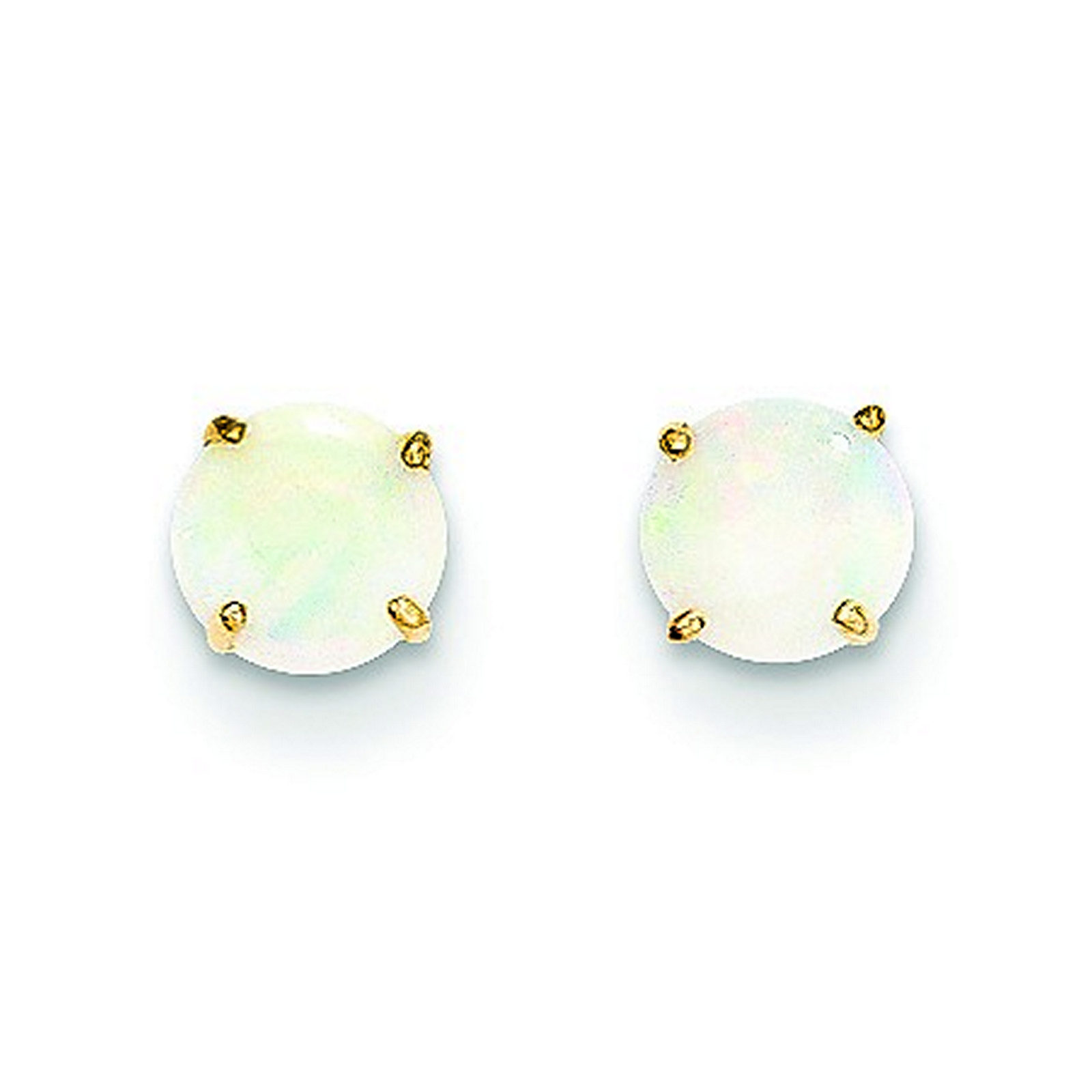 14k Yellow Gold Round Opal 5mm Post Earrings
