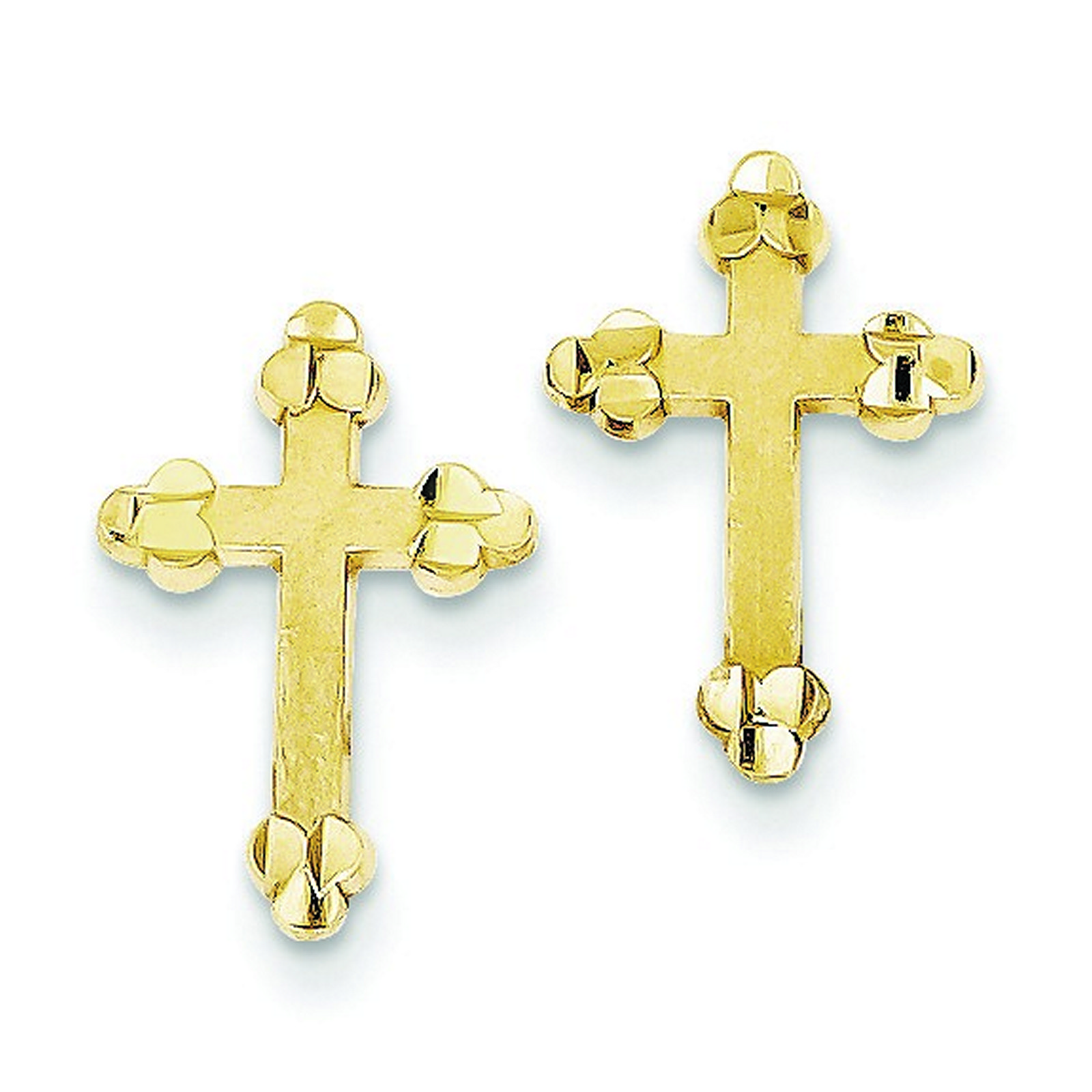 10k Yellow Gold Budded Cross Earrings (16x11mm)