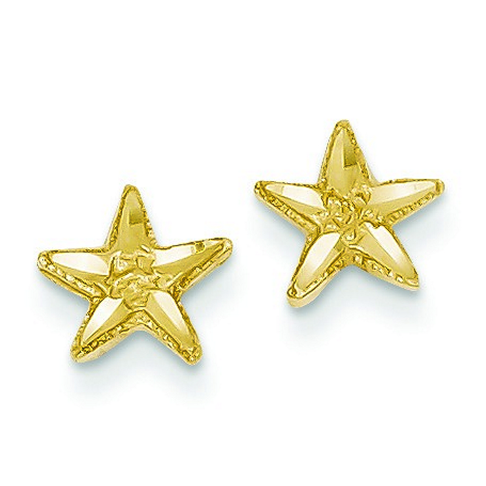 14k Gold Diamond-Cut StarFish Earrings (8x8mm)