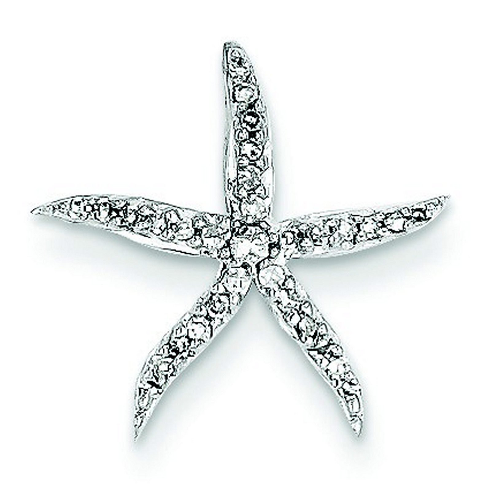 14k White Gold 0.12 cttw Diamond Star Fish Pendant (15x15mm)