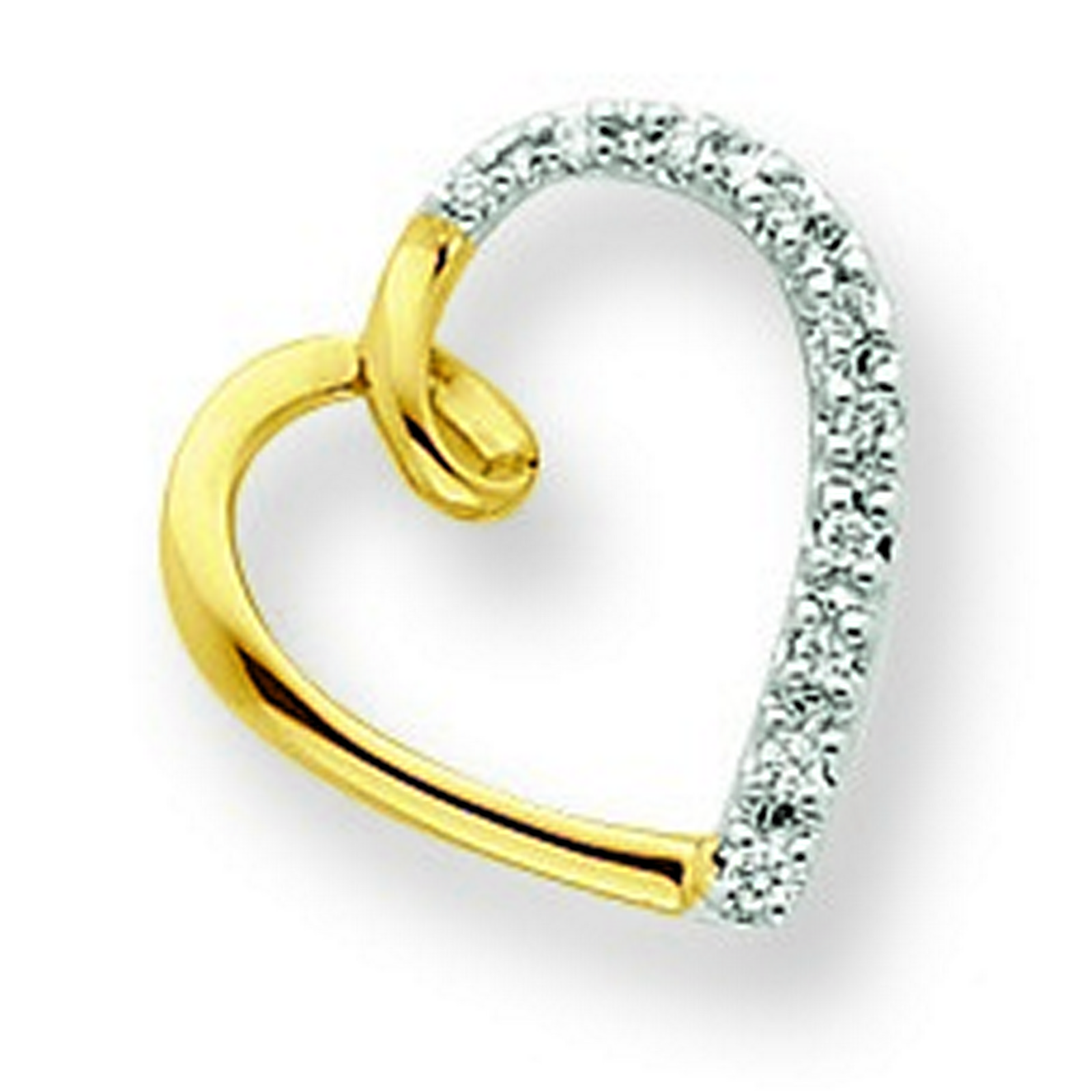 14k Gold 0.05 cttw Diamond Heart Pendant (13x14mm)