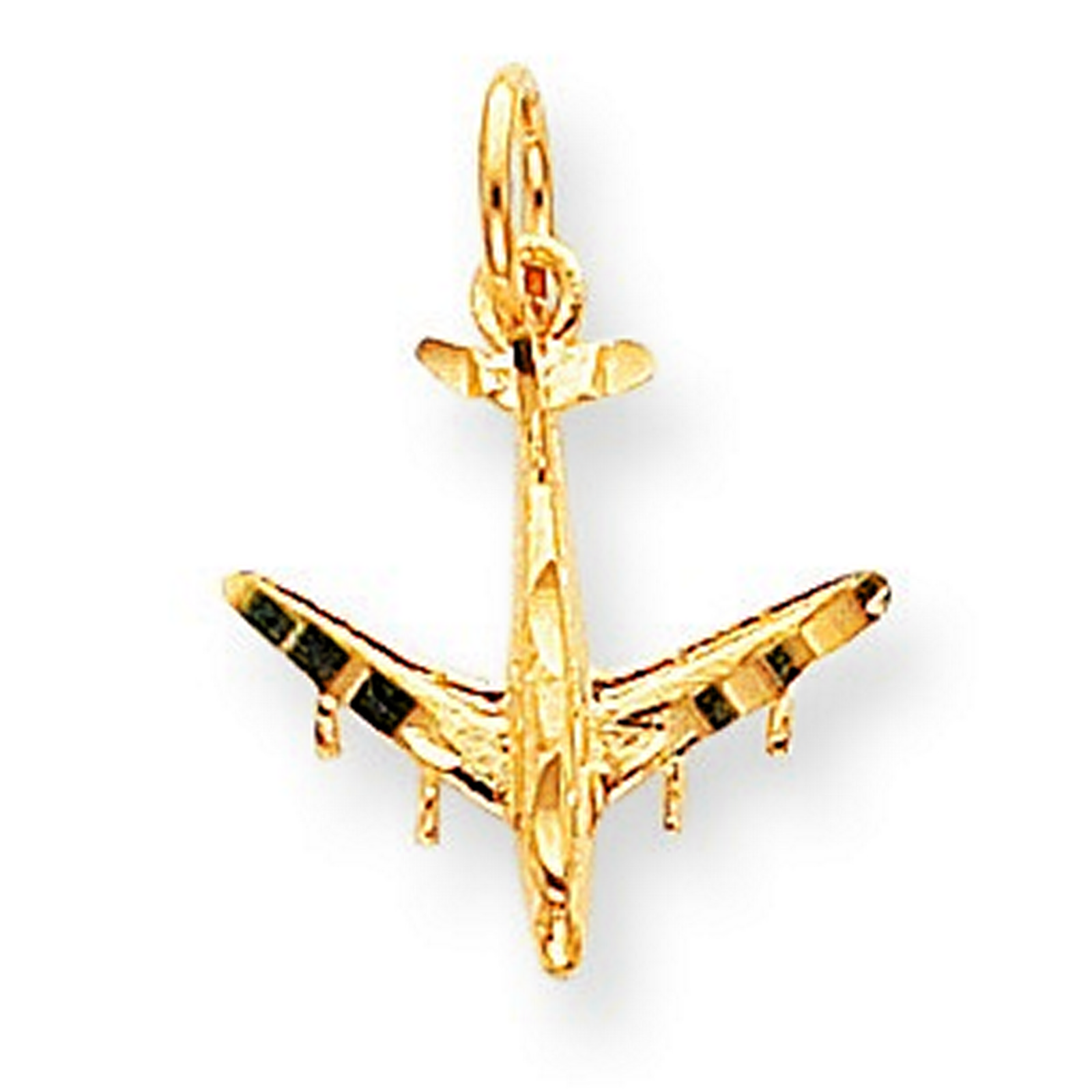 10k Yellow Gold Solid Satin Airplane Charm (16x20mm)