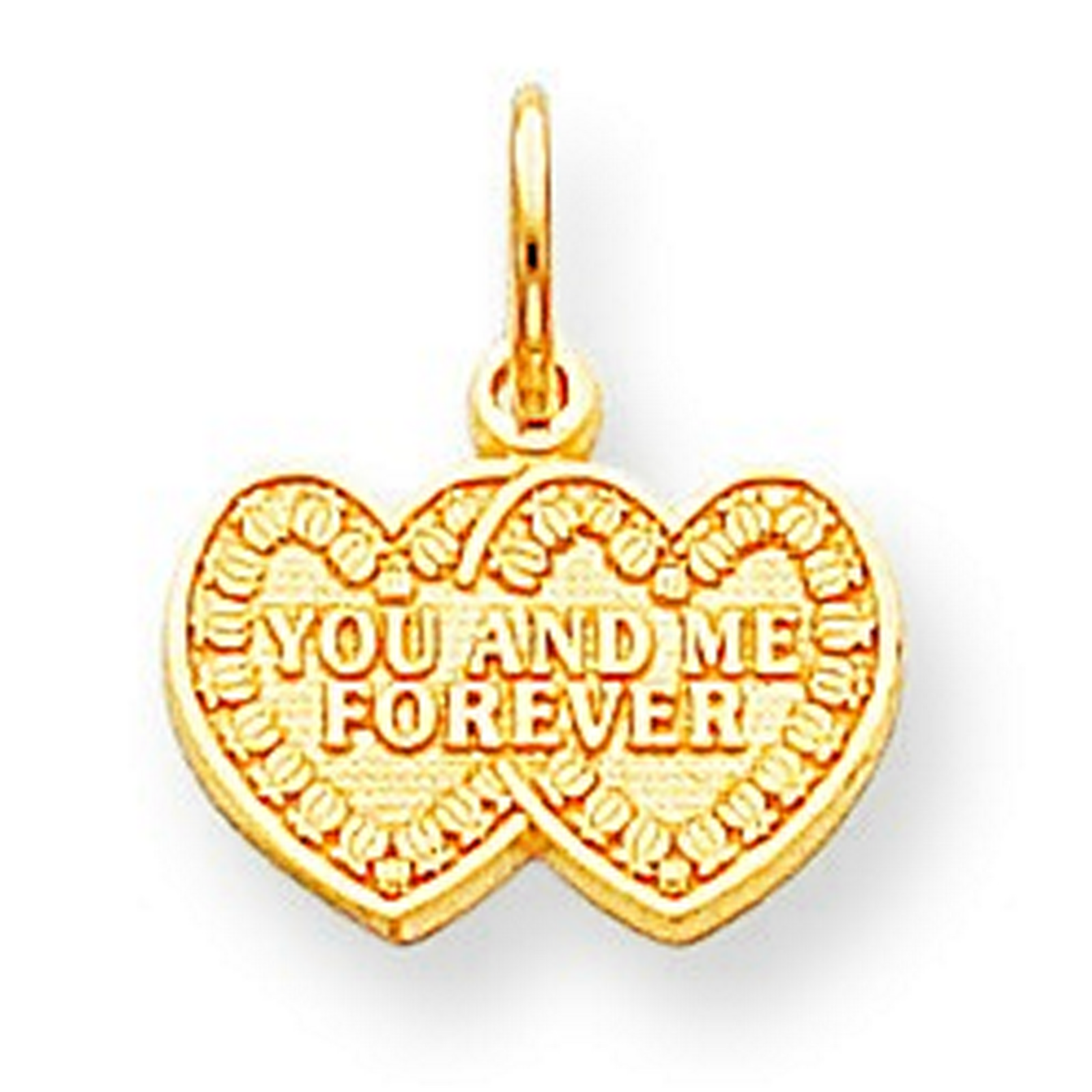 10k Yellow Gold YOU and ME FOREVER HEART Charm (12x15mm)