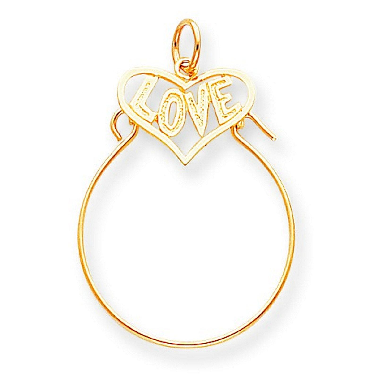 10k Yellow Gold Love in Heart Charm Holder (25x39mm)