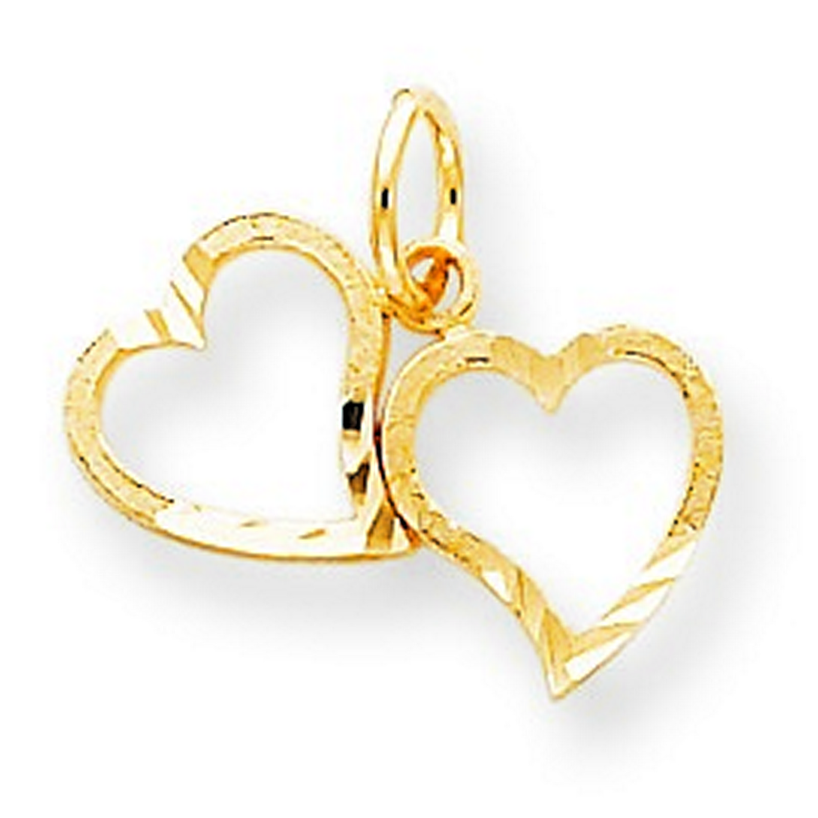 10k Yellow Gold Double Open Heart Charm (17x18mm)