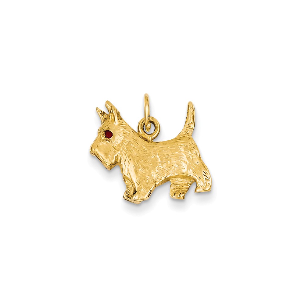 14k Yellow Gold Scottie Dog Charm - Measures 16.7x16.6mm