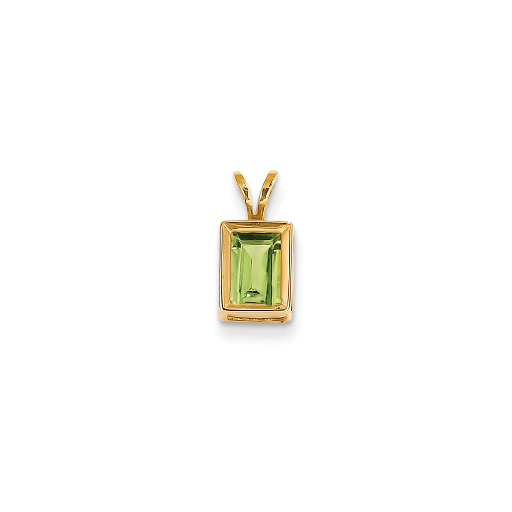 14k Yellow Gold 7x5mm Emerald-Cut Peridot Bezel Pendant