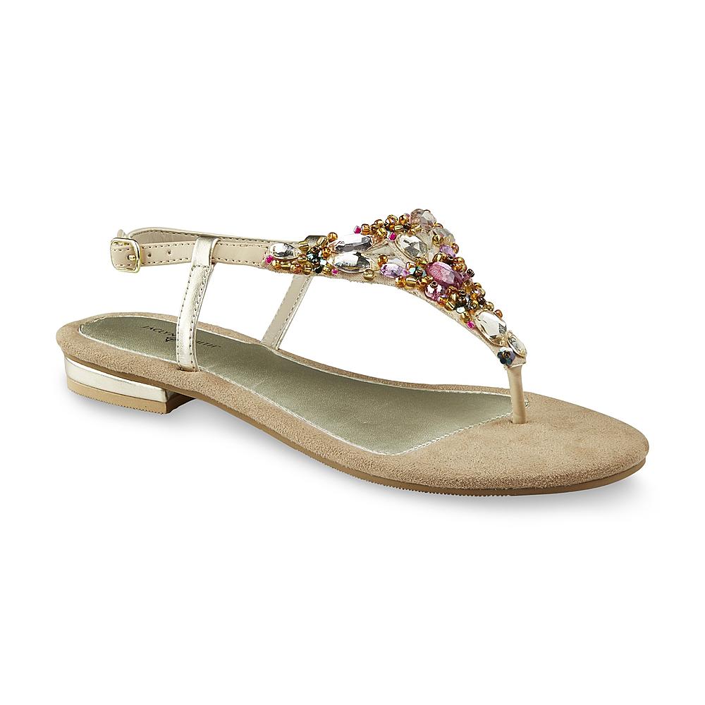 Jaclyn Smith Women's Audrina Tan Embellished Ankle Strap Sandal