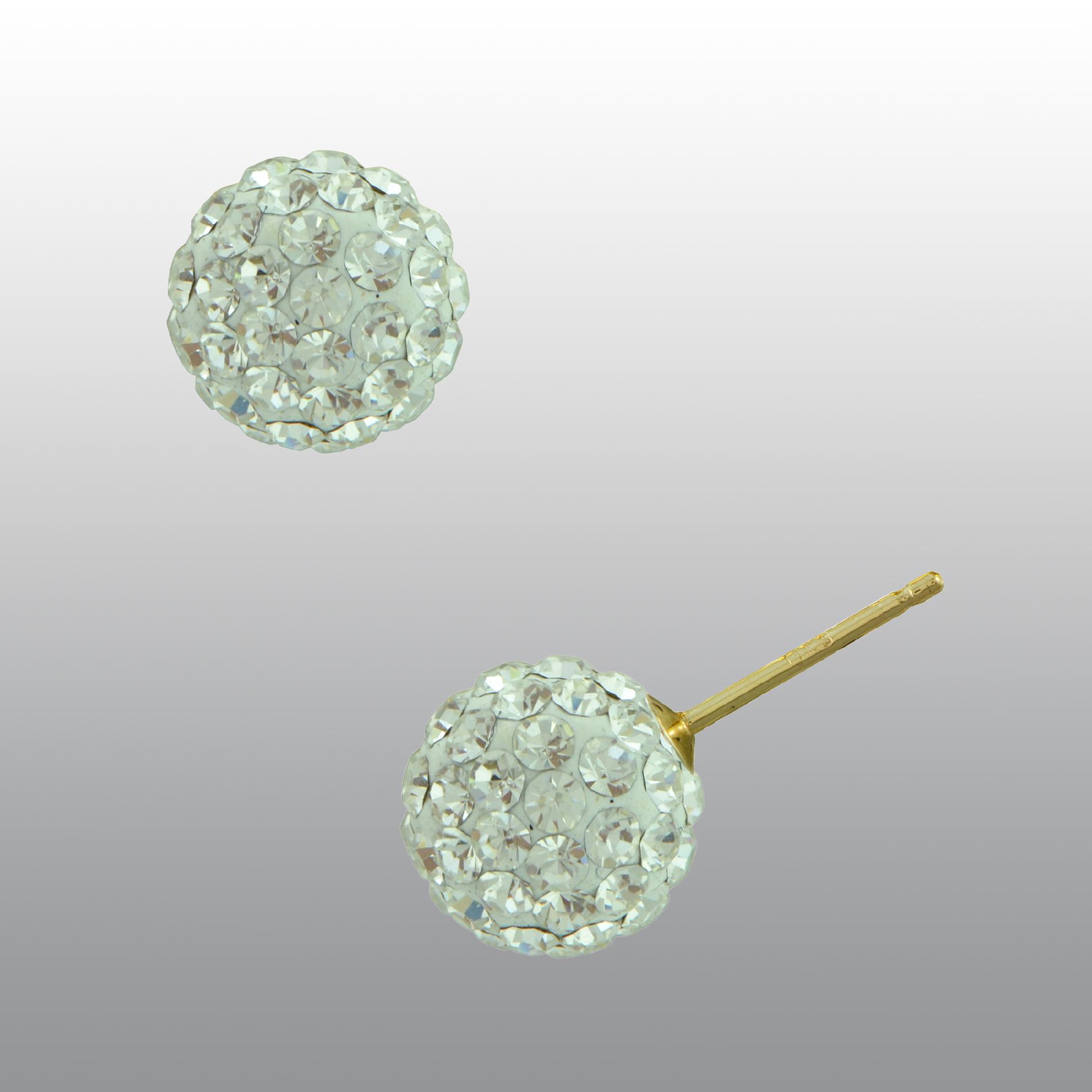 14K Gold Small Crystal Resin Filled Ball Studs