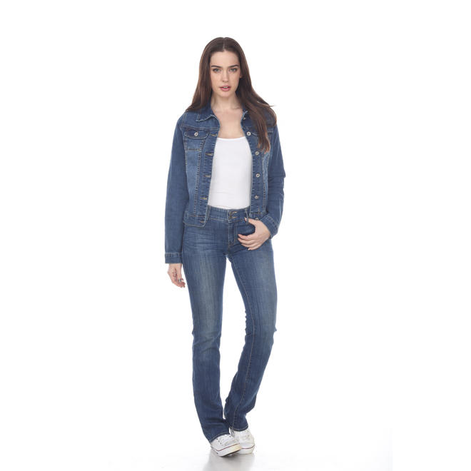 white mark denim jacket