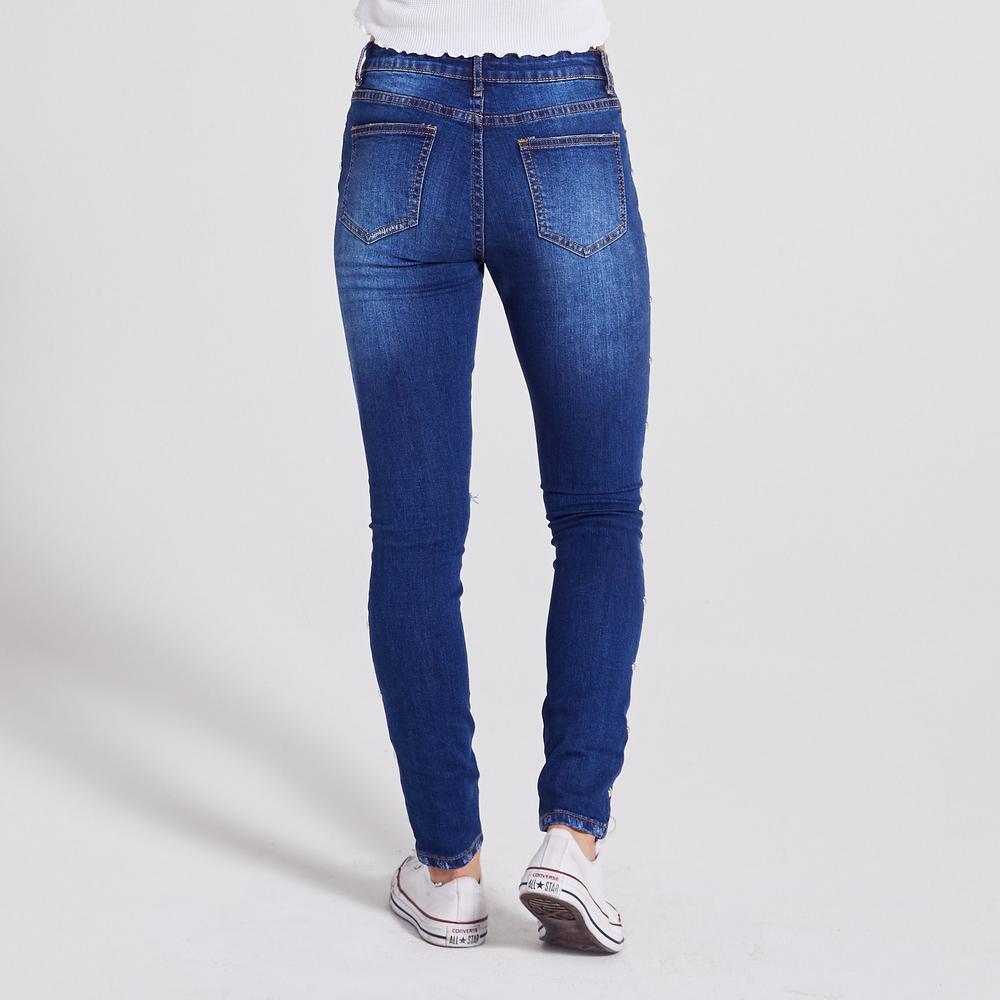 Adam Levine Women's Destructed Skinny Jeans - Dark Wash
