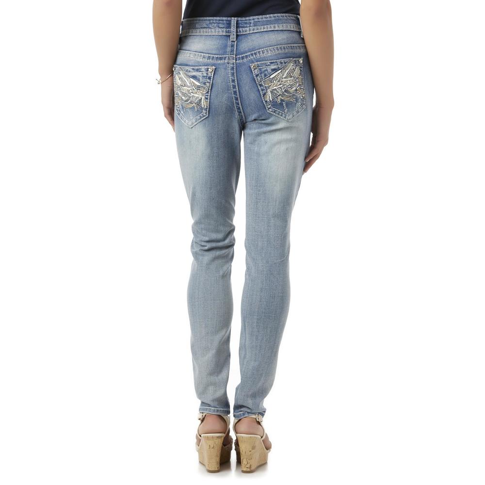 Rebel & Soul Women's Embellished Skinny Jeans - Light Wash