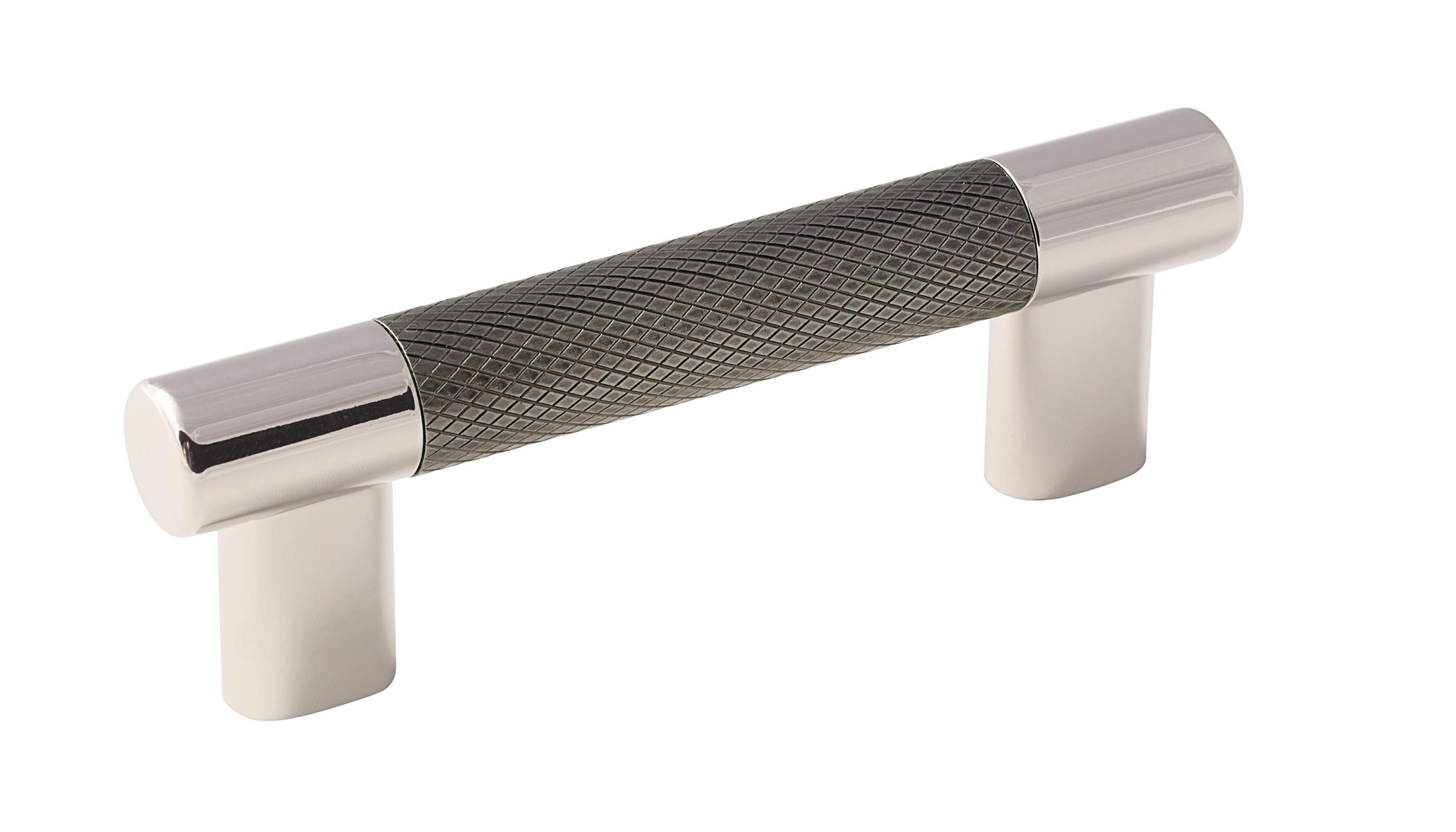 Amerock Esquire 3in & 3-3/4 in (76mm & 96 mm) Center-to-Center Polished Nickel/Gunmetal Cabinet Pull