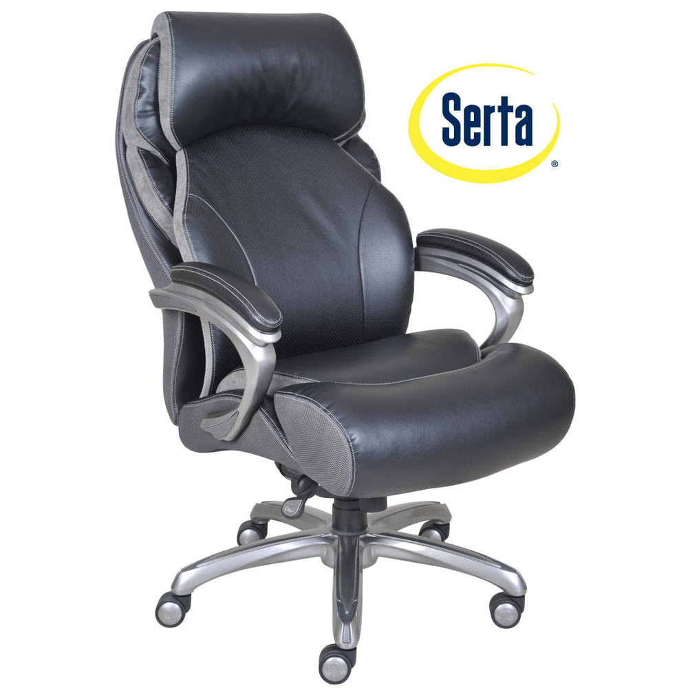 Serta Big & Tall Smart Layers Premium Elite Executive Chair with Air in Bliss Black Bonded Leather