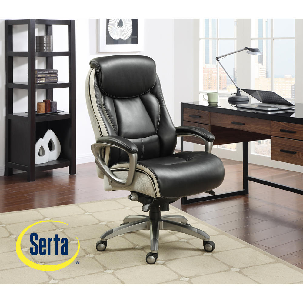 Serta Smart Layers Premium Ultra Executive Chair in Tranquil Black Bonded Leather