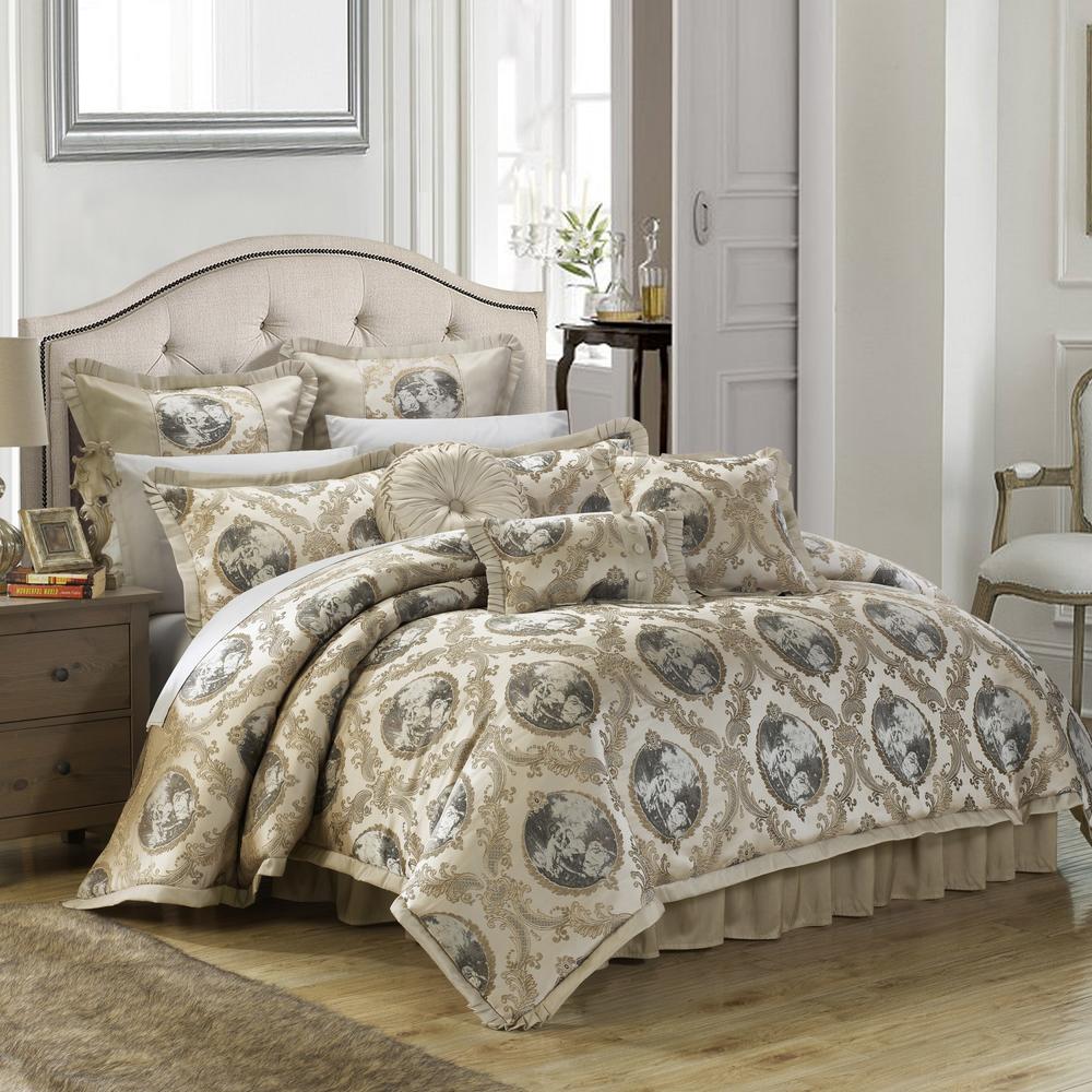 Chic Home Angelica 13 Piece Bed in a Bag Comforter Set, Beige
