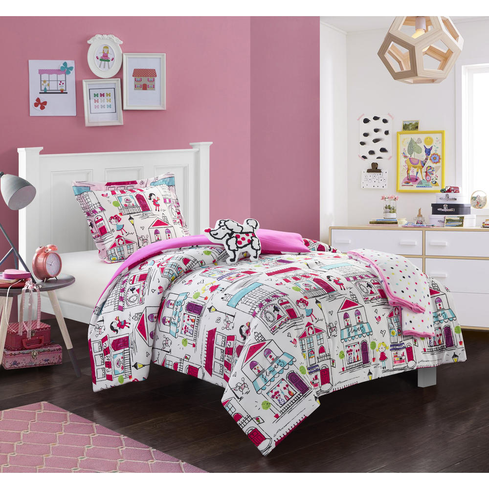 Chic Home Lego 5 Piece Full Comforter, Pink