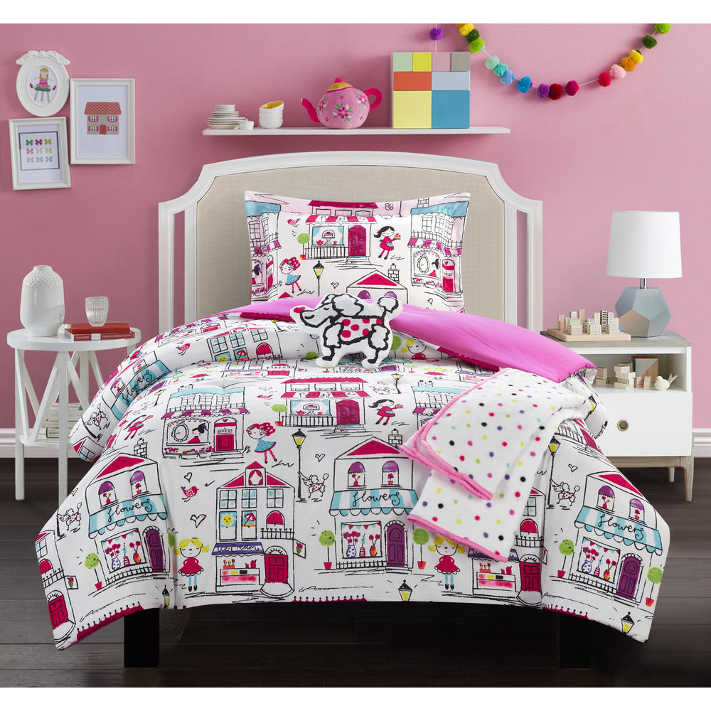 Chic Home Lego 5 Piece Full Comforter, Pink