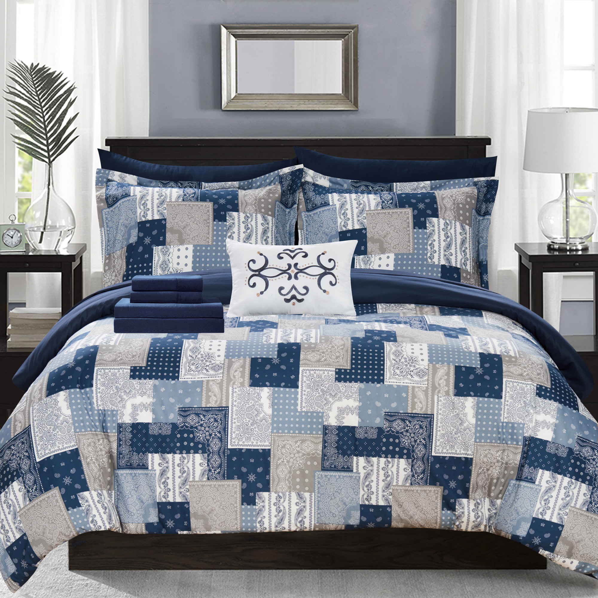 Chic Home Viy 6 or 8 Piece Bed in a Bag Reversible Comforter Set