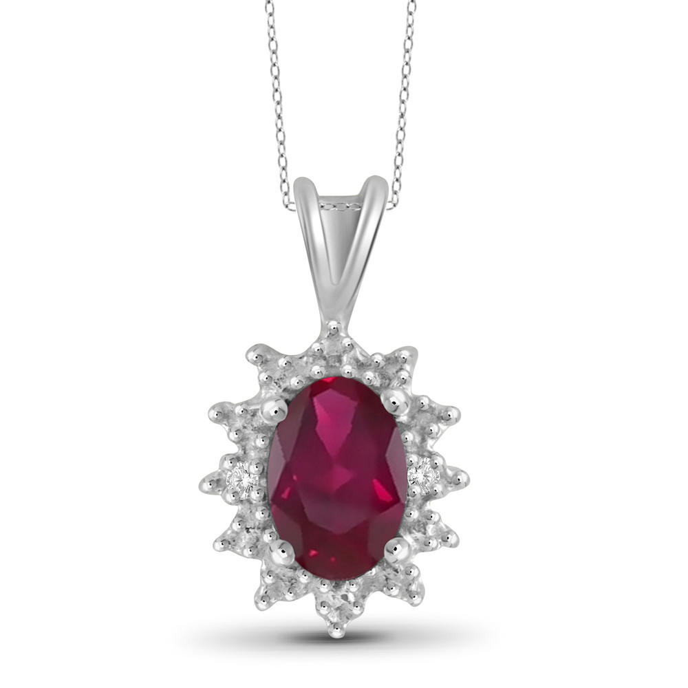 JewelonFire 1/2 Carat T.G.W. Ruby And White Diamond Accent Sterling Silver Pendant