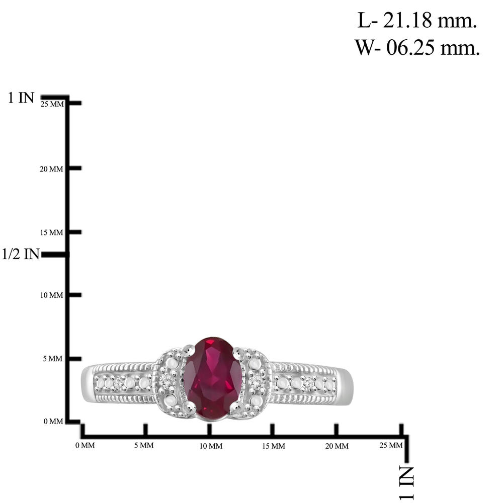 JewelonFire 1/2 Carat T.G.W. Ruby And White Diamond Accent Sterling Silver Ring