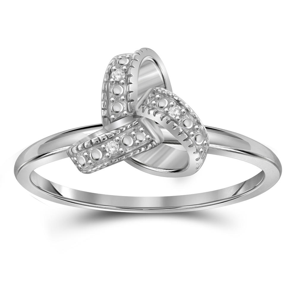JewelonFire White Diamond Accent Sterling Silver Love Knote Ring