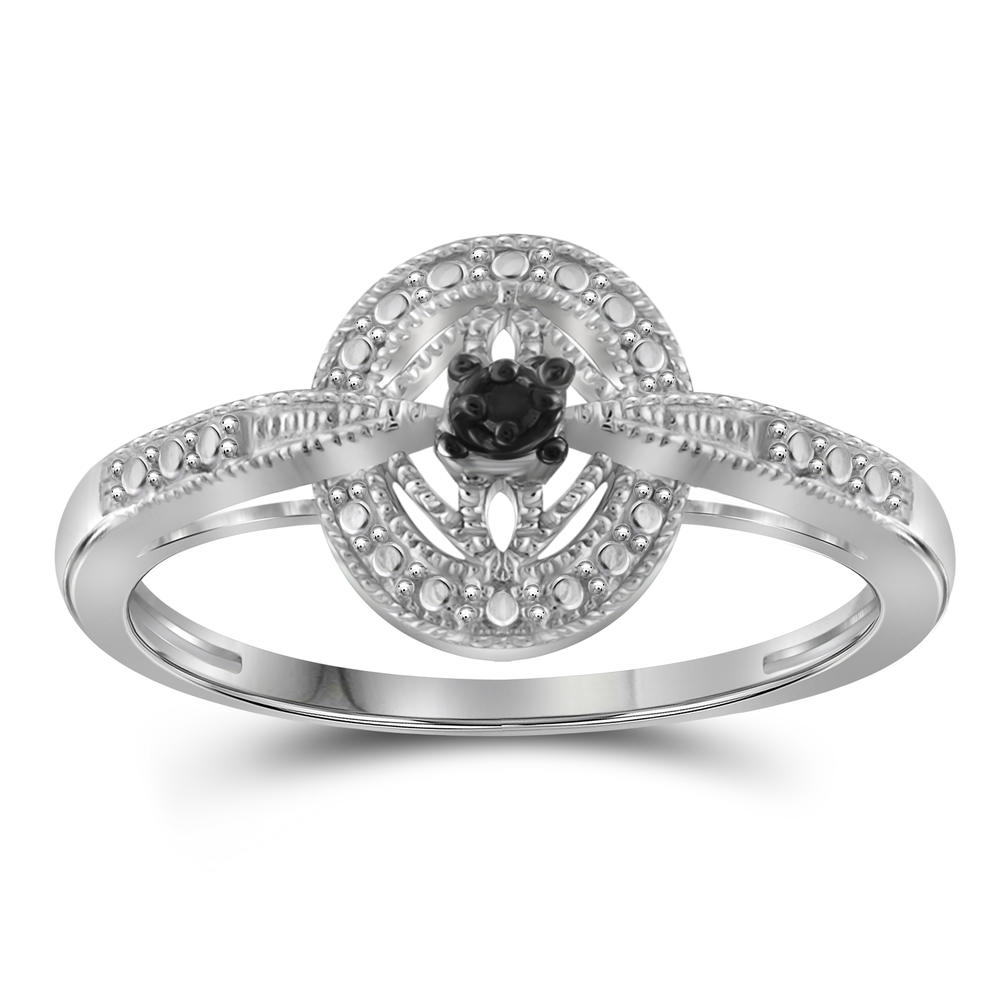 JewelonFire Black Diamond Accent Sterling Silver Fashion Ring