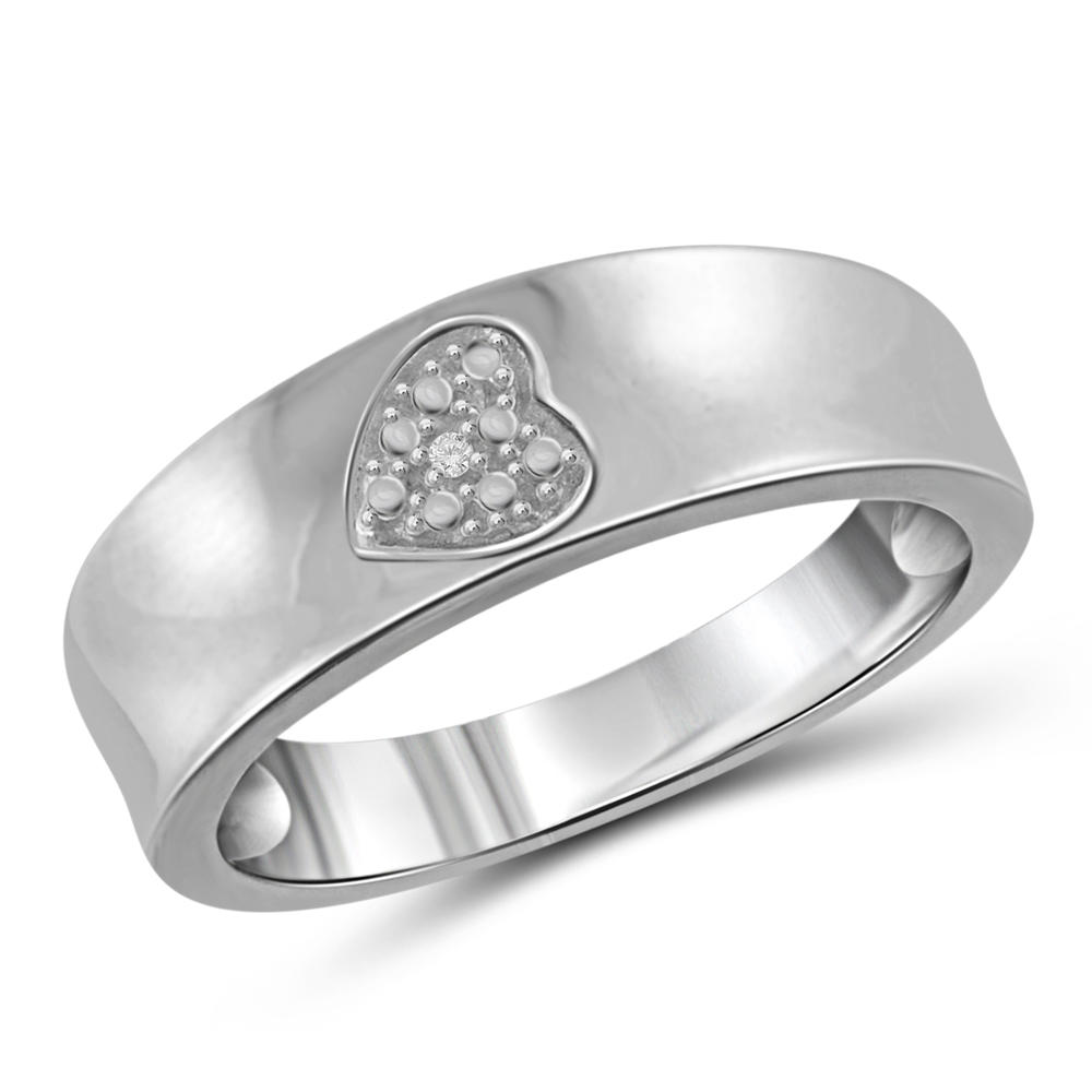 JewelonFire White Diamond Accent Sterling Silver Heart Ring