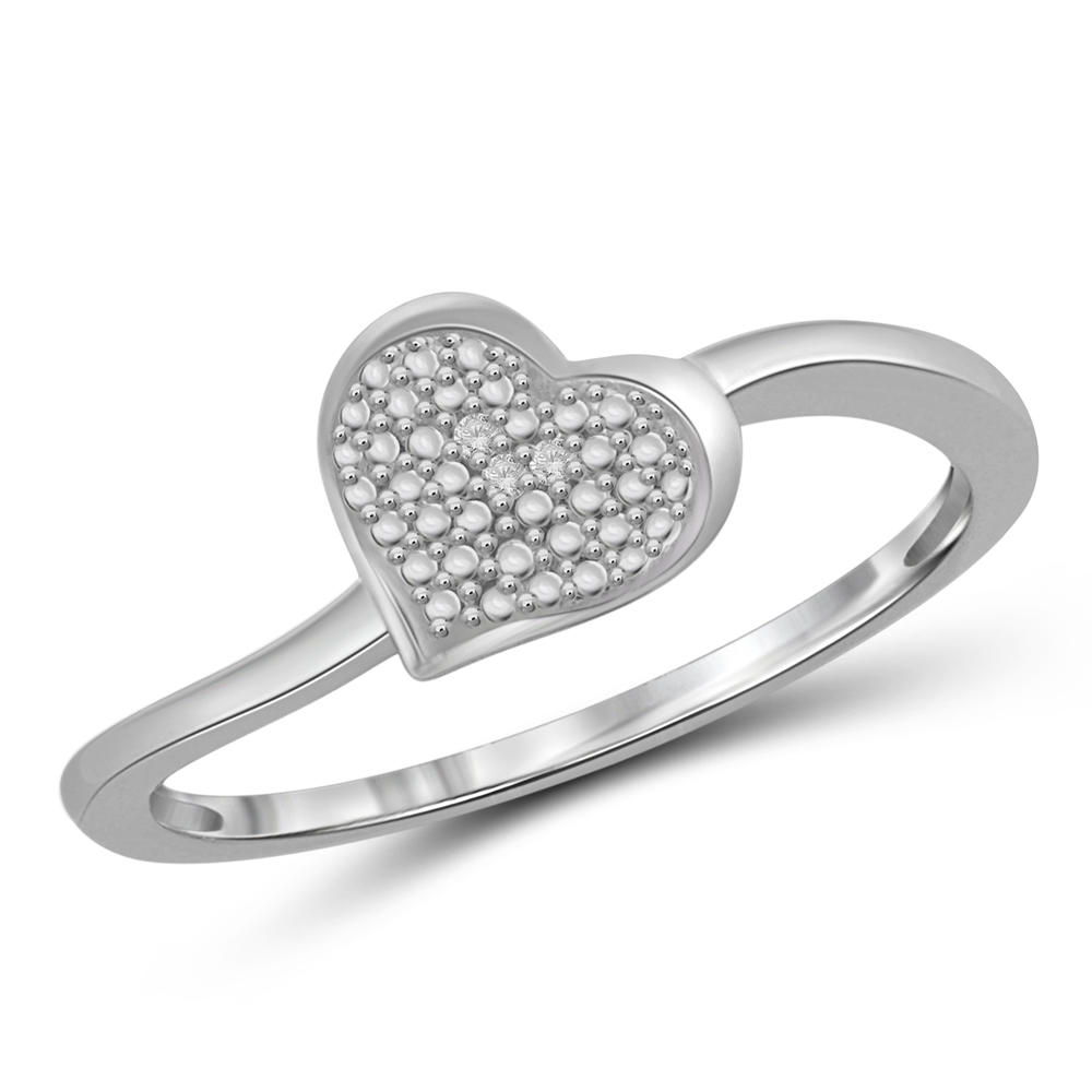 JewelonFire White Diamond Accent Sterling Silver Heart Ring