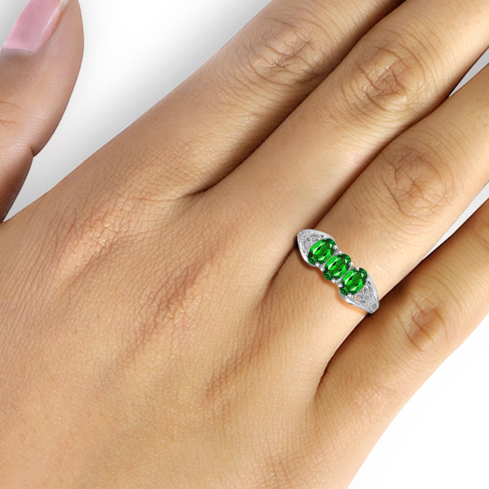 JewelonFire 1 1/3 Carat T.G.W. Chrome Diopside Sterling Silver Ring