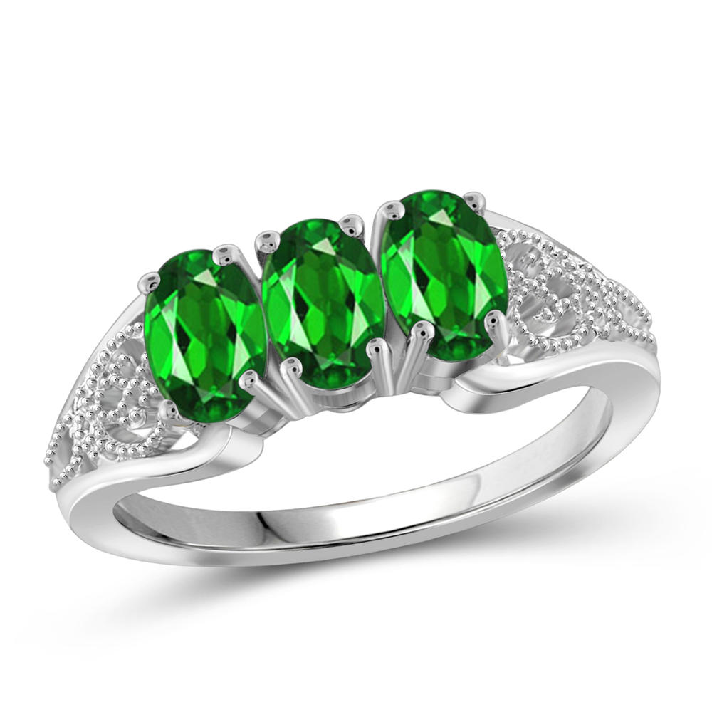 JewelonFire 1 1/3 Carat T.G.W. Chrome Diopside Sterling Silver Ring