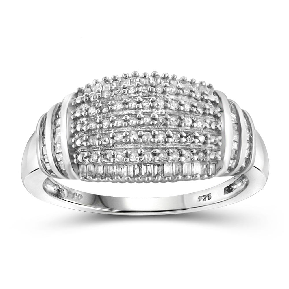 JewelonFire 1/2 Carat T.W. White Diamond Sterling Silver Ring