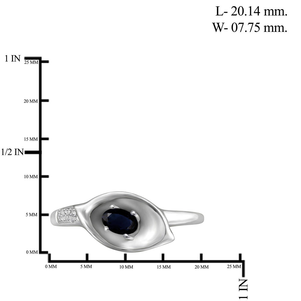 JewelonFire 1/3 Carat T.G.W. Sapphire And White Diamond Accent Sterling Silver Ring