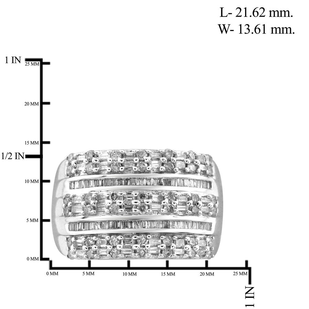 JewelonFire 1.00 Carat T.W. White Diamond Sterling Silver Ring