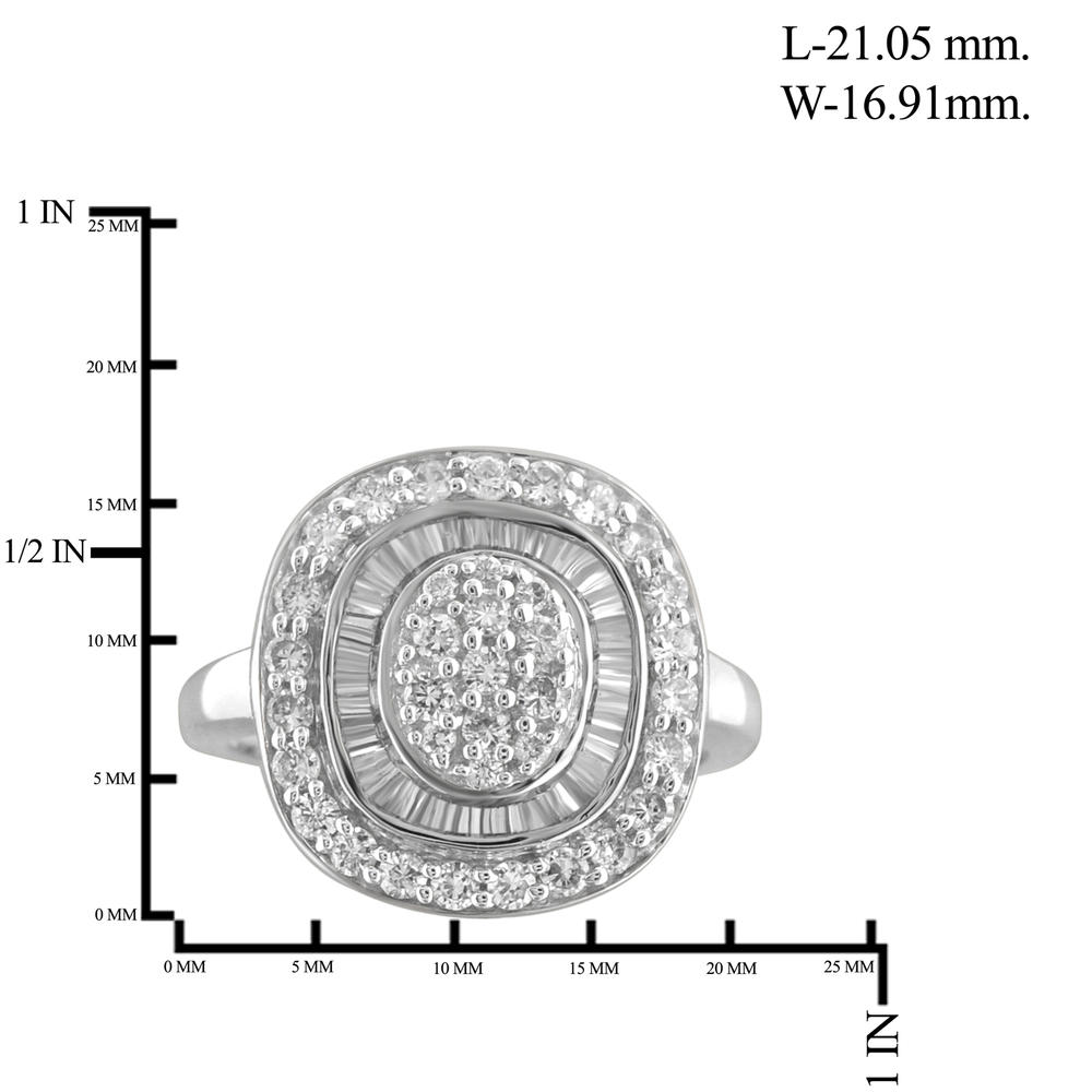 JewelonFire 1.00 Carat T.W. White Diamond Sterling Silver Ring