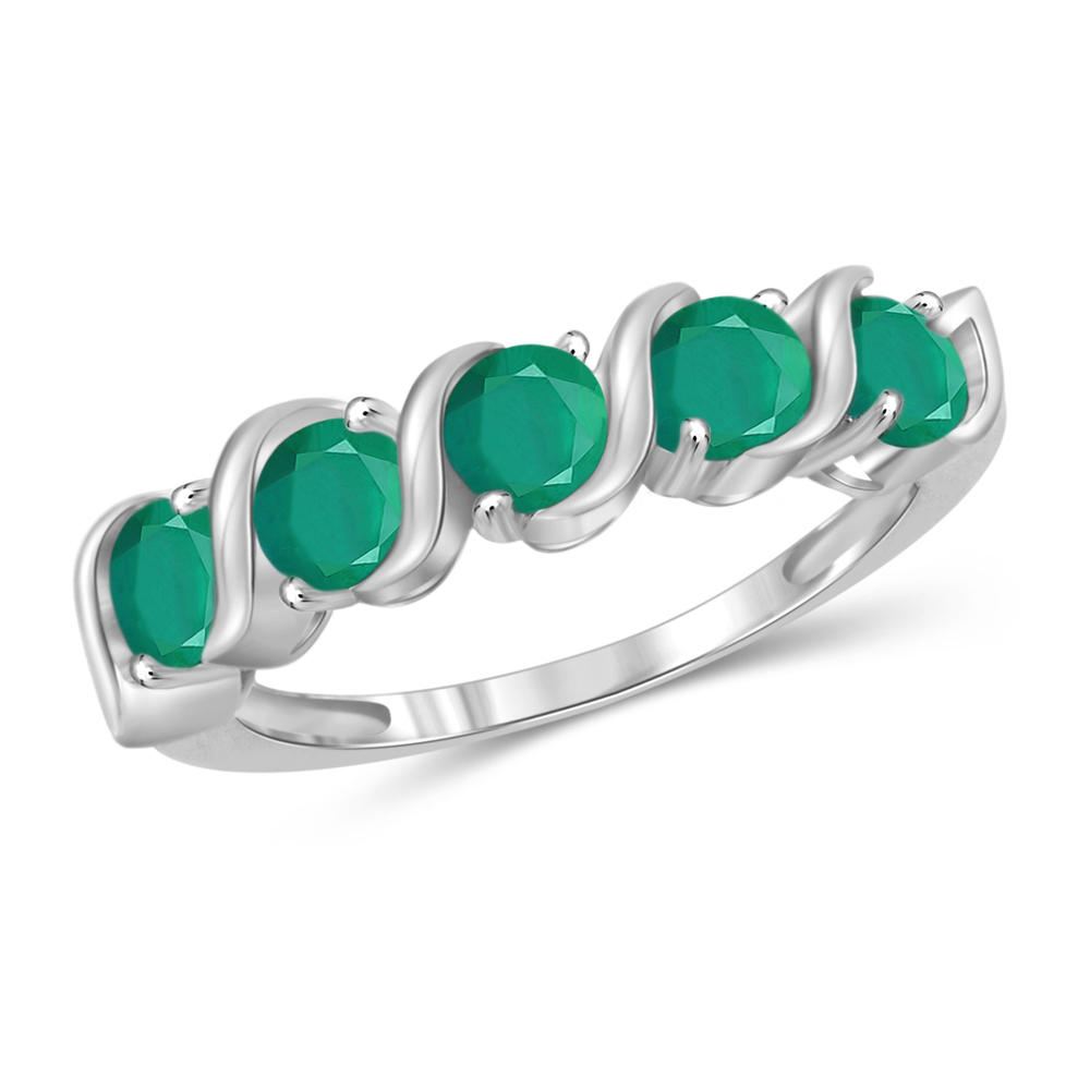 JewelonFire 1 1/2 Carat T.G.W. Emerald Sterling Silver Ring