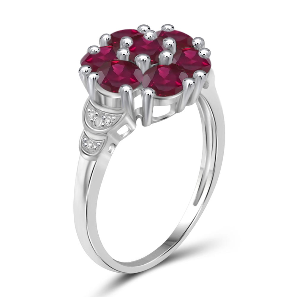 JewelonFire 2 1/3 Carat T.G.W. Ruby And White Diamond Accent Sterling Silver Ring