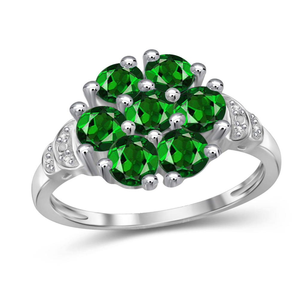 JewelonFire 2 Carat T.G.W.Chrome Diopside And White Diamond Accent Sterling Silver Ring