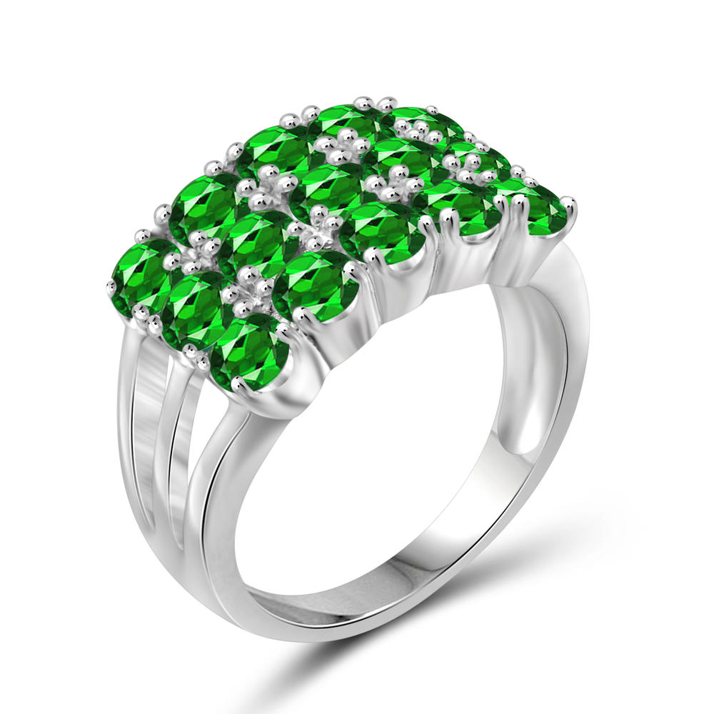 JewelonFire 2 3/4 Carat T.G.W. Chrome Diopside Sterling Silver Ring