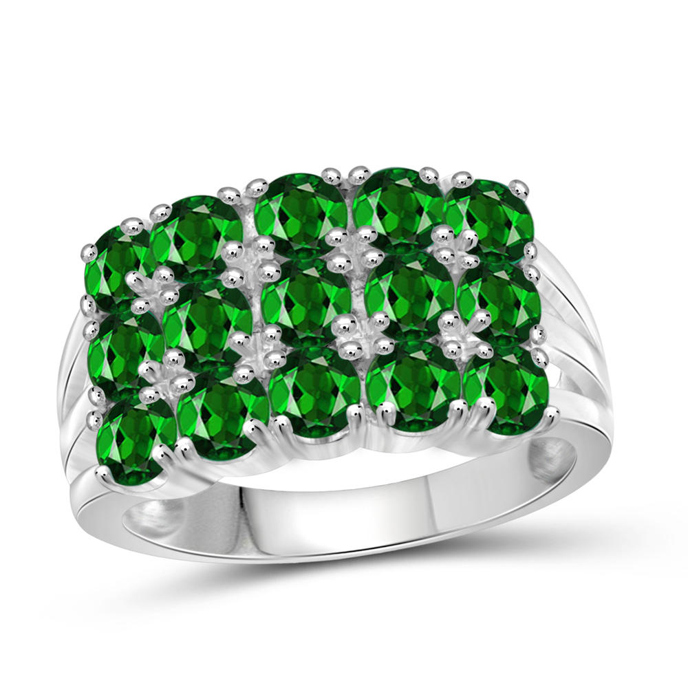 JewelonFire 2 3/4 Carat T.G.W. Chrome Diopside Sterling Silver Ring