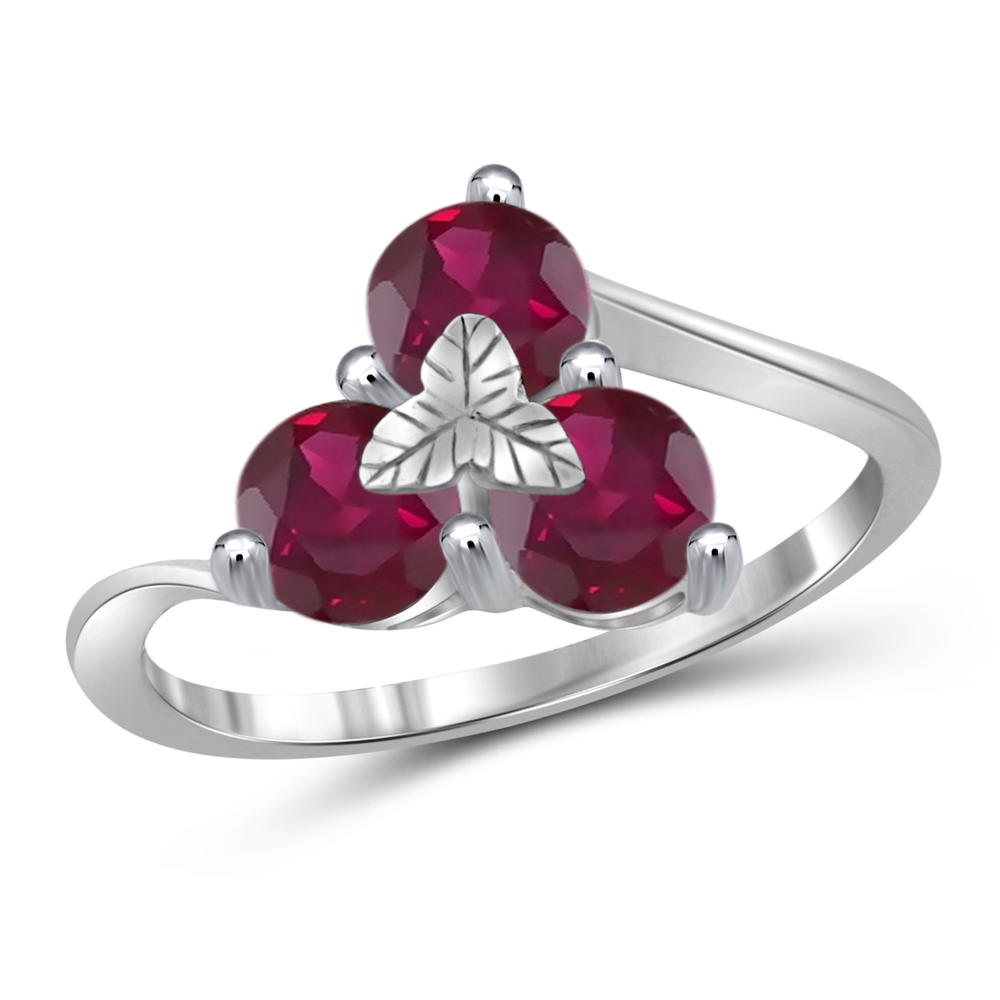 JewelonFire 2 Carat T.G.W. Ruby Sterling Silver Ring