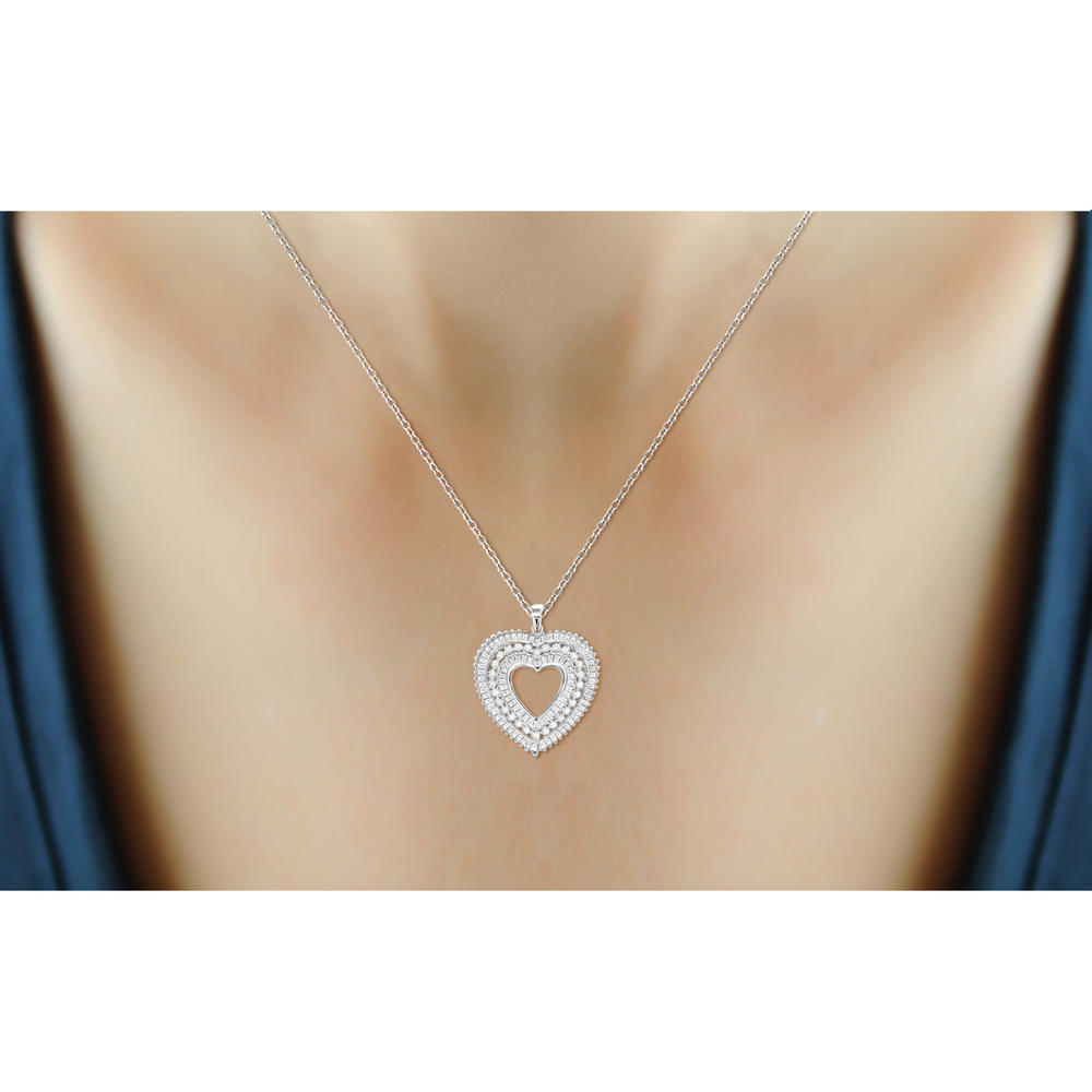 1.00 Carat T.W. White Diamond Sterling Silver Heart Pendant