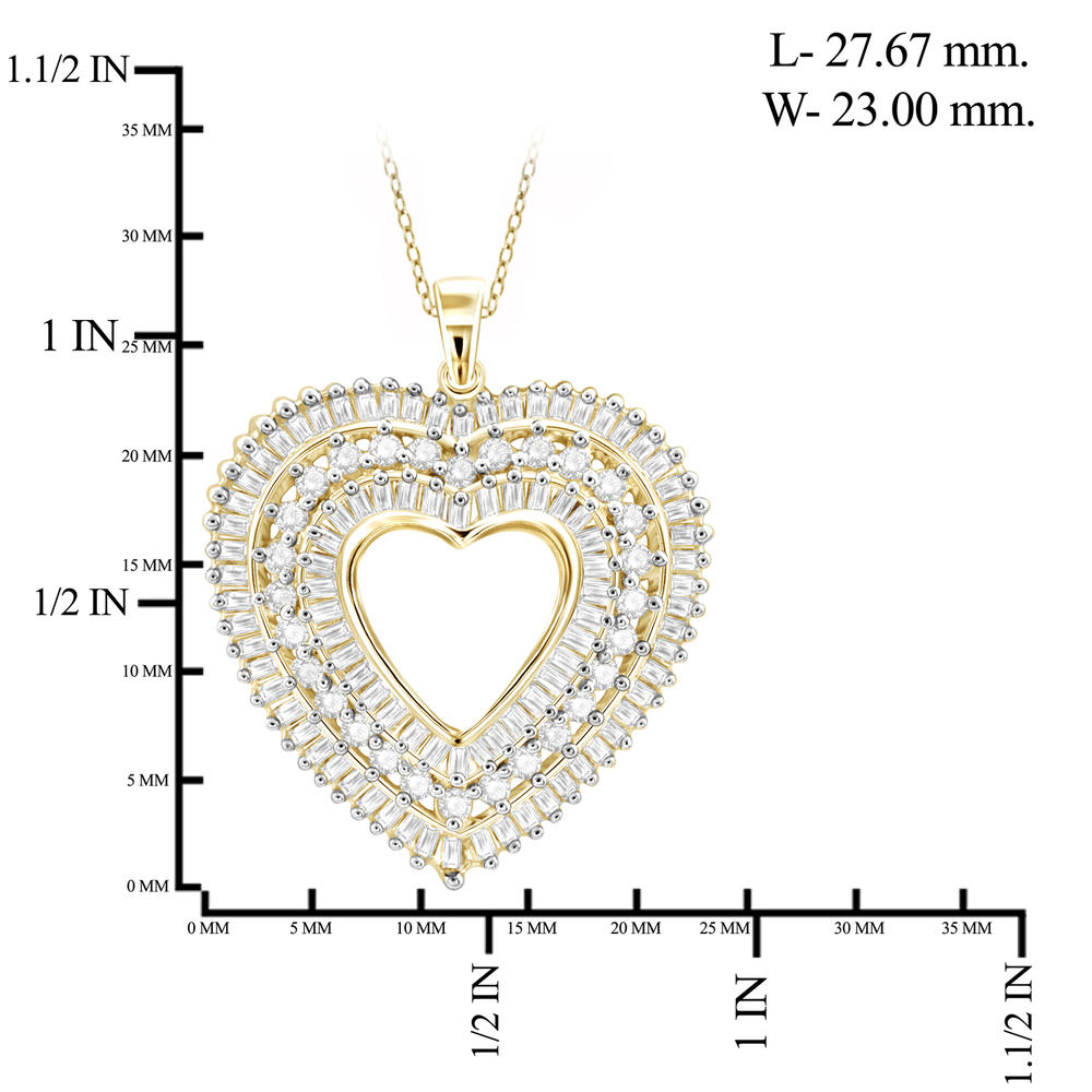 1.00 Carat T.W. White Diamond 14kt Gold Over Silver Heart Pendant