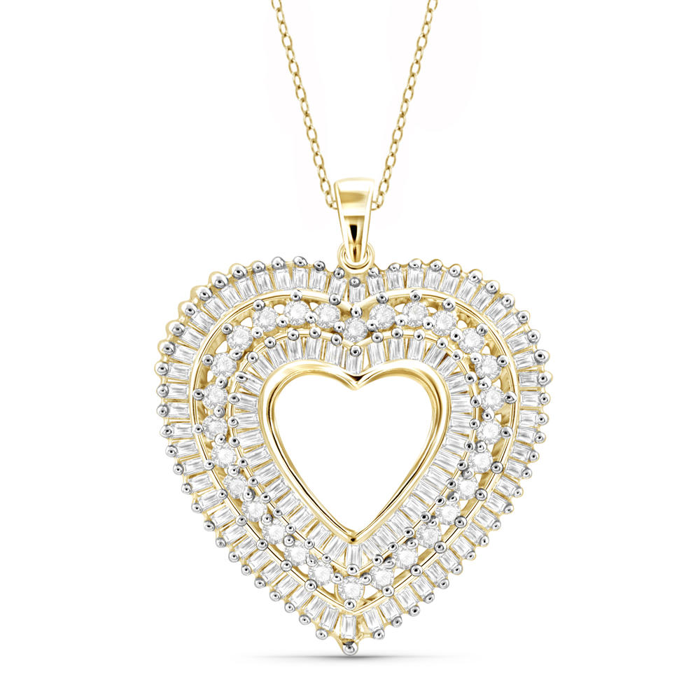 1.00 Carat T.W. White Diamond 14kt Gold Over Silver Heart Pendant