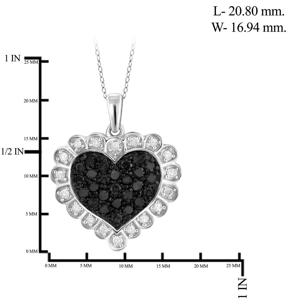 1/2 Carat T.W Black & White Diamond Sterling Silver Heart Pendant