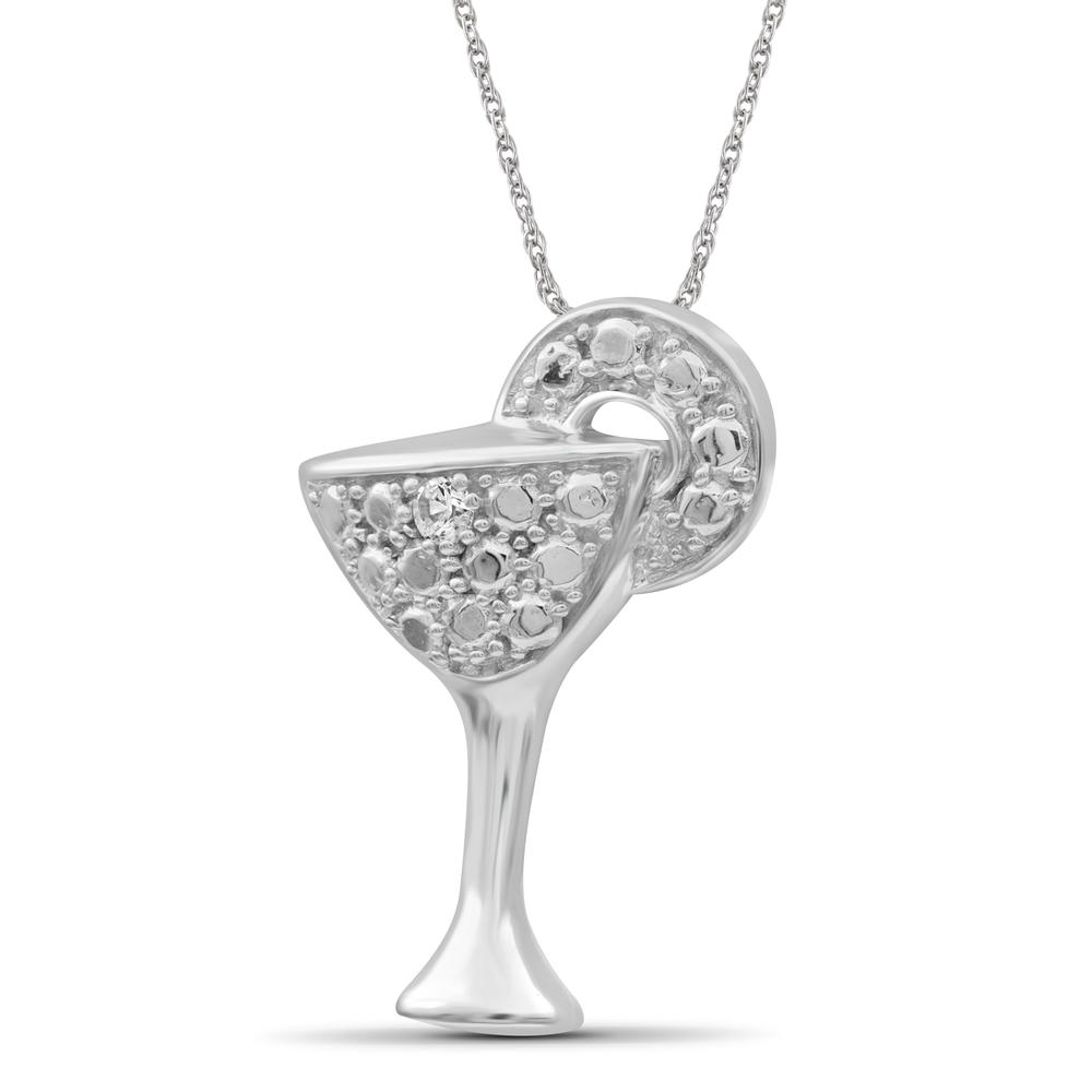 White Diamond Accent Sterling Silver Glass Pendant